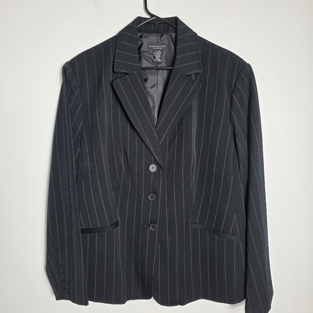 Rafaella Woman 18W‎ Black Pinstripe Blazer 2 Way Stretch Career Work
